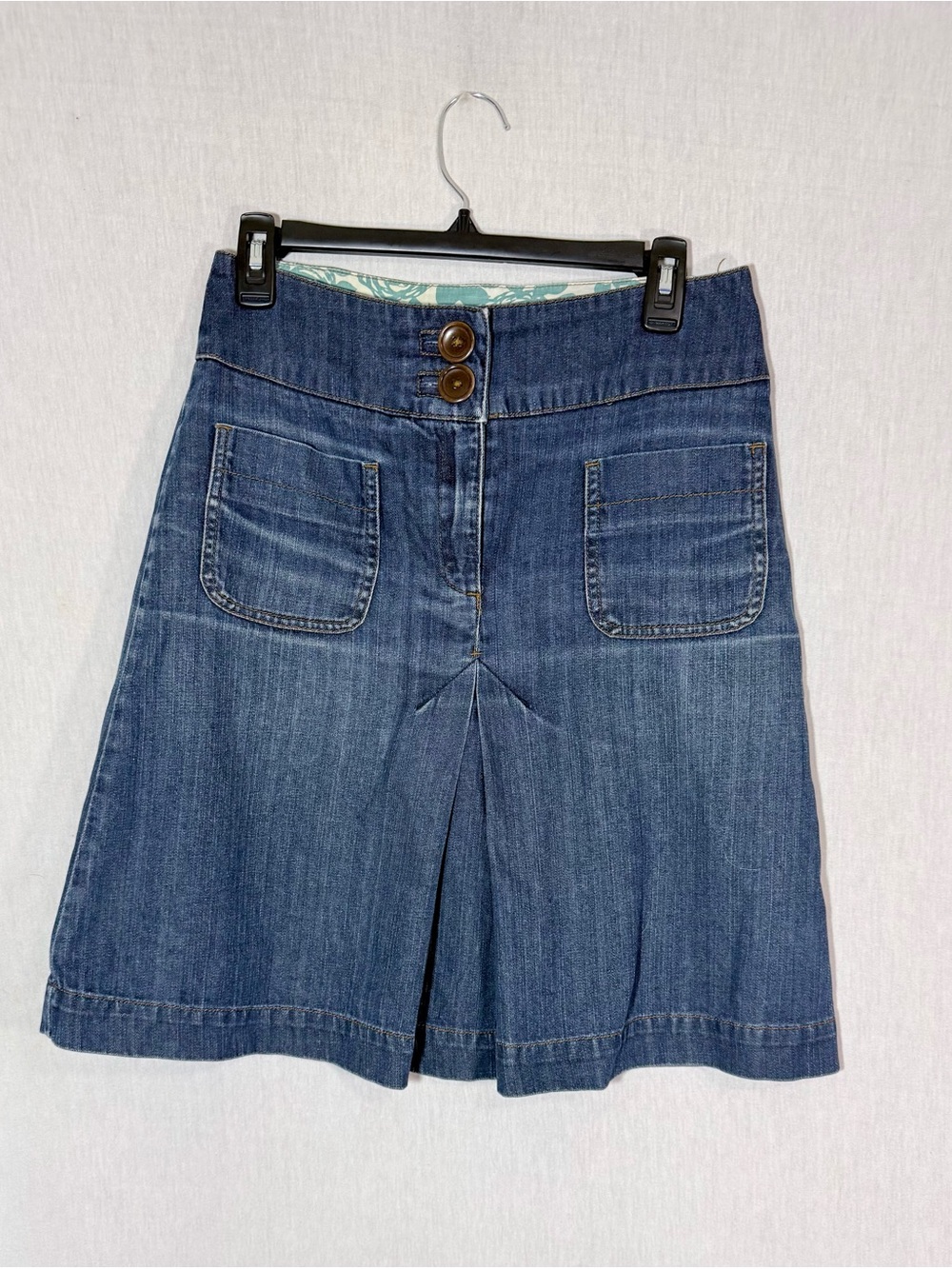 Boden size 8R High-Waist Denim Skirt in Dark Blue